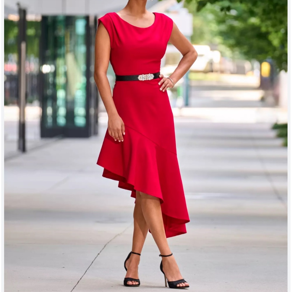 Boston Proper Red Asymmetrical Dress